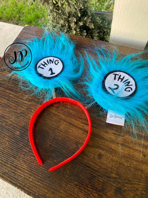 Thing one thing two fluff headband