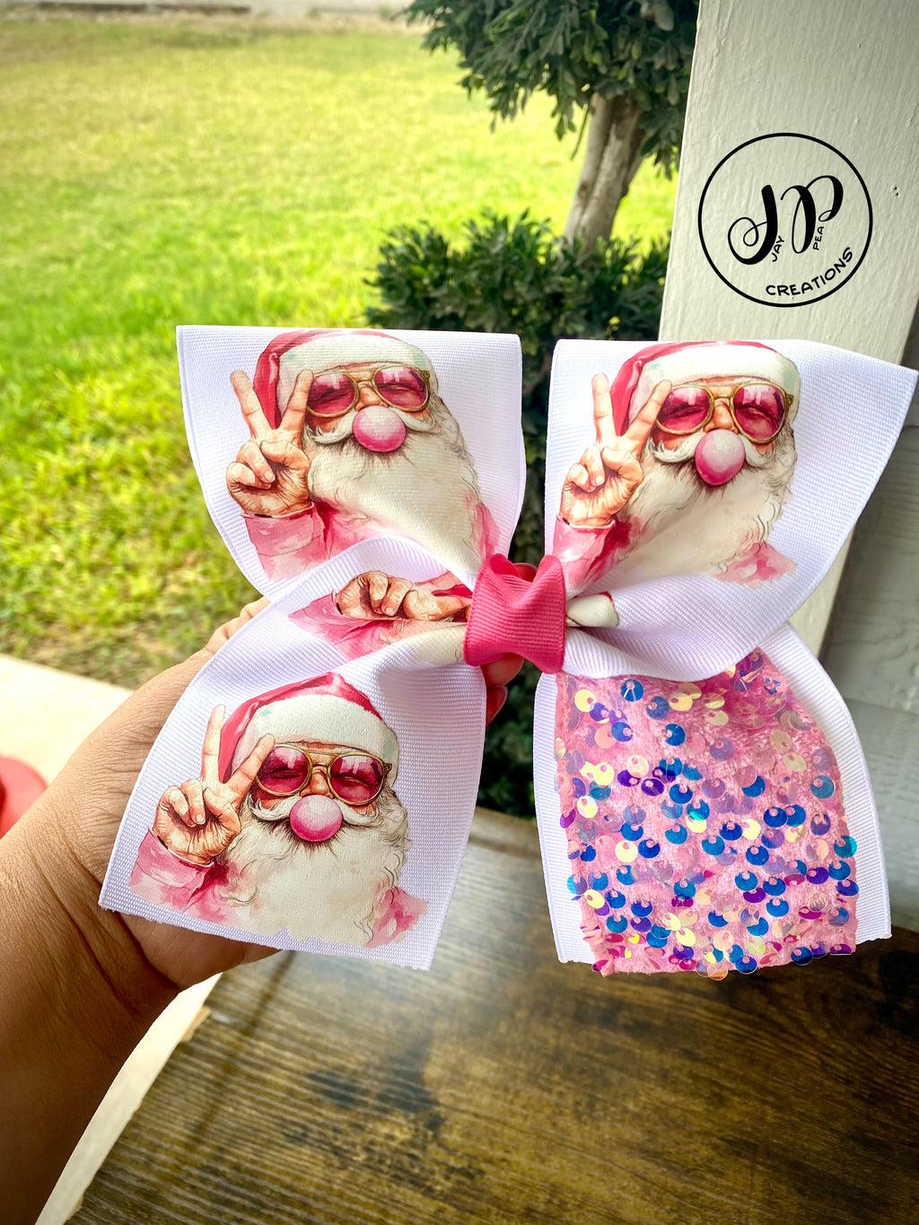 Pink Santa bow