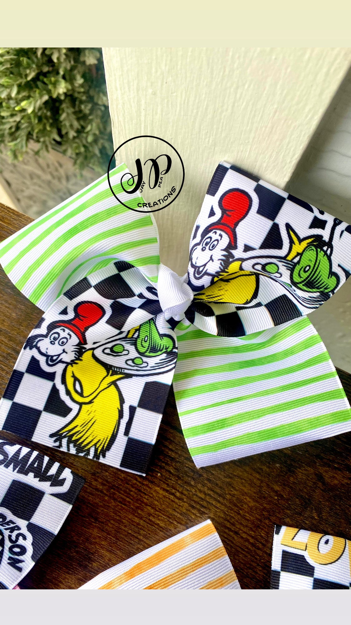 Handmade bow  seuss