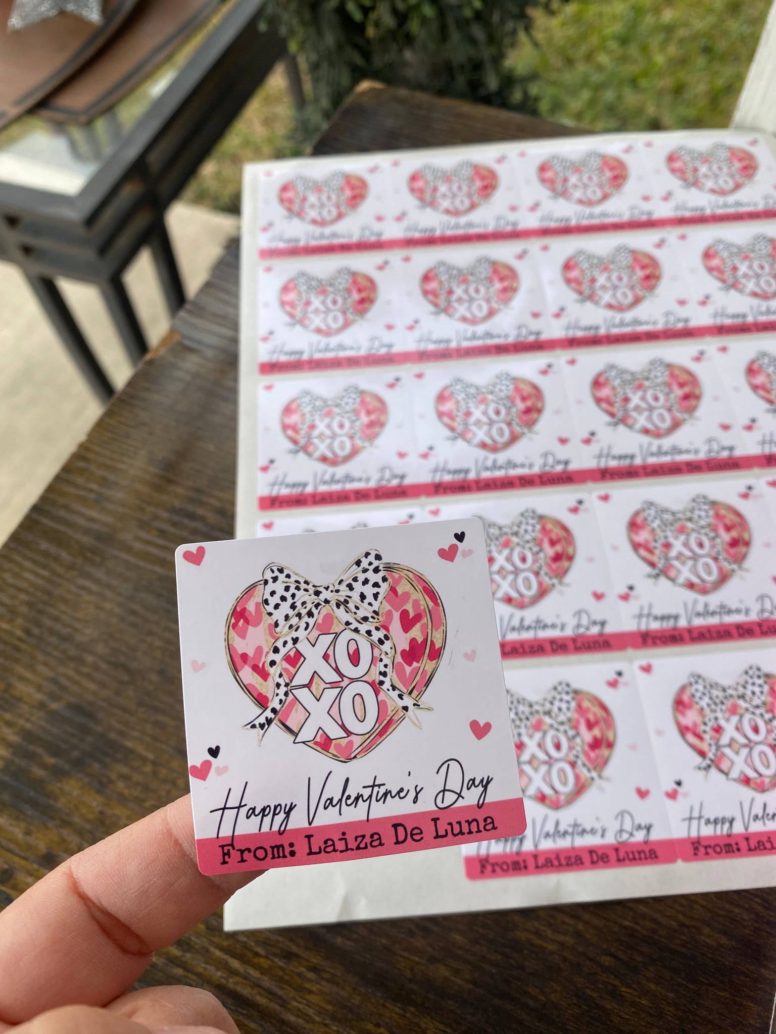 XOXO happy Valentine’s Day  2x2in valentines stickers