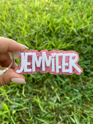 Glitter name keychain backpack tag