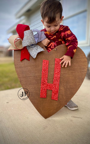 Heart door hanger with letter