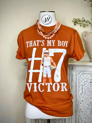Burnt orange tee baseball or sports team