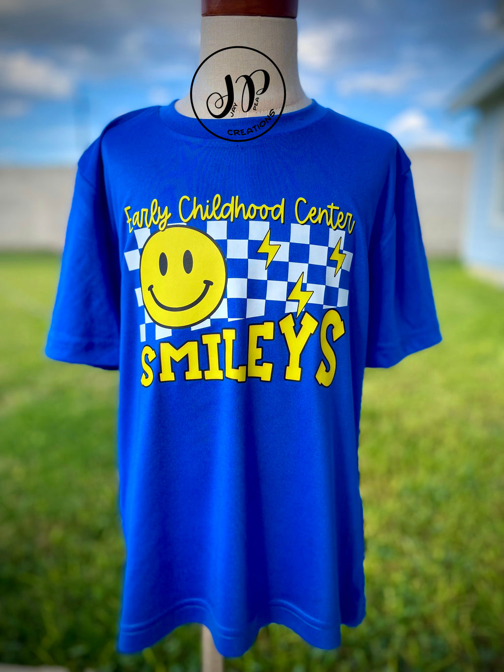 Royal blue school drifit tee smiley stallion or other (read description)