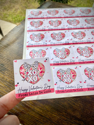 XOXO happy Valentine’s Day  2x2in valentines stickers