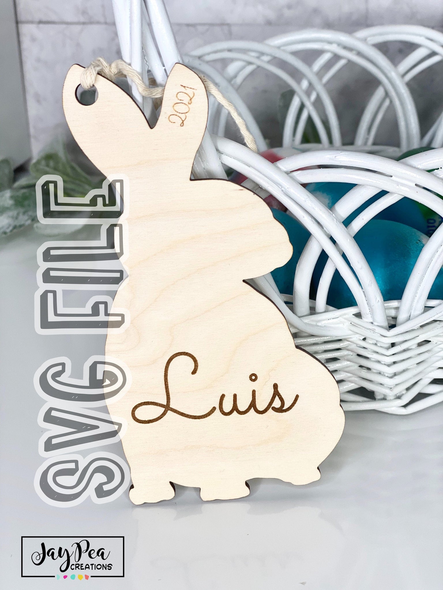 SVG bunny for glowforge laser cutting Basket tag Easter