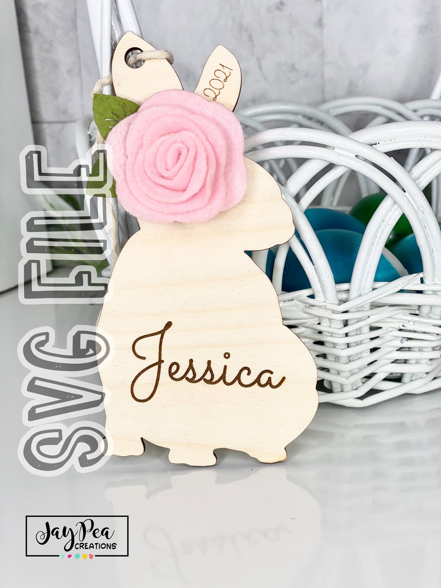 SVG bunny for glowforge laser cutting Basket tag Easter