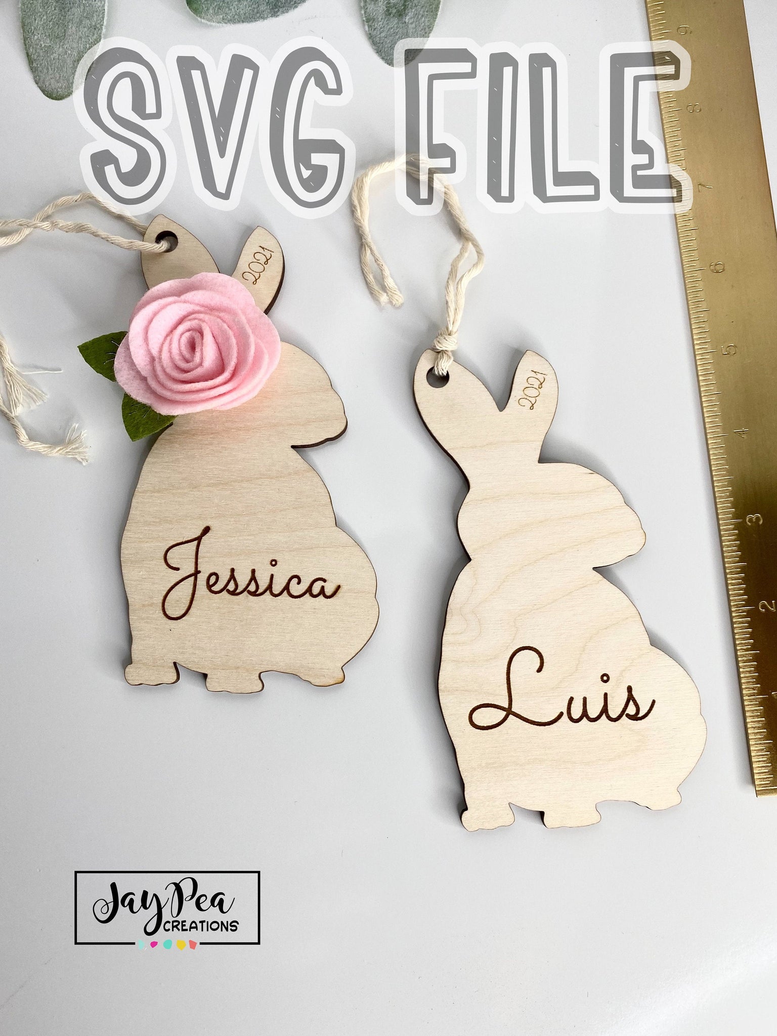 SVG bunny for glowforge laser cutting Basket tag Easter