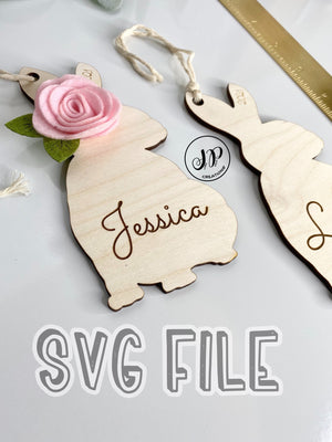 SVG bunny for glowforge laser cutting Basket tag Easter