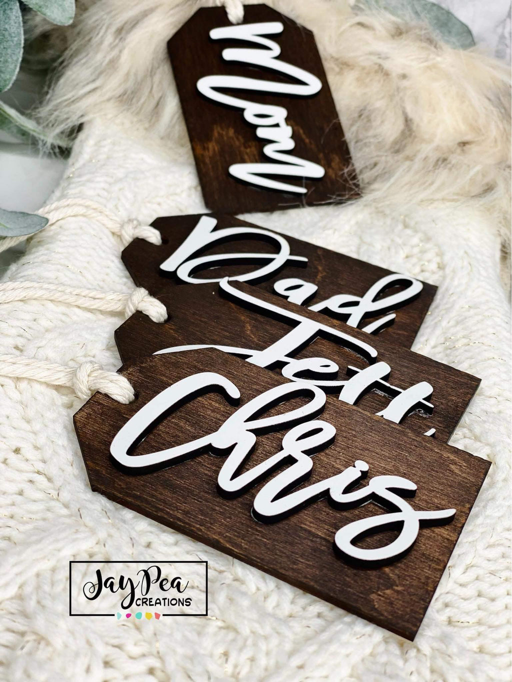 Wood stocking Tags Christmas