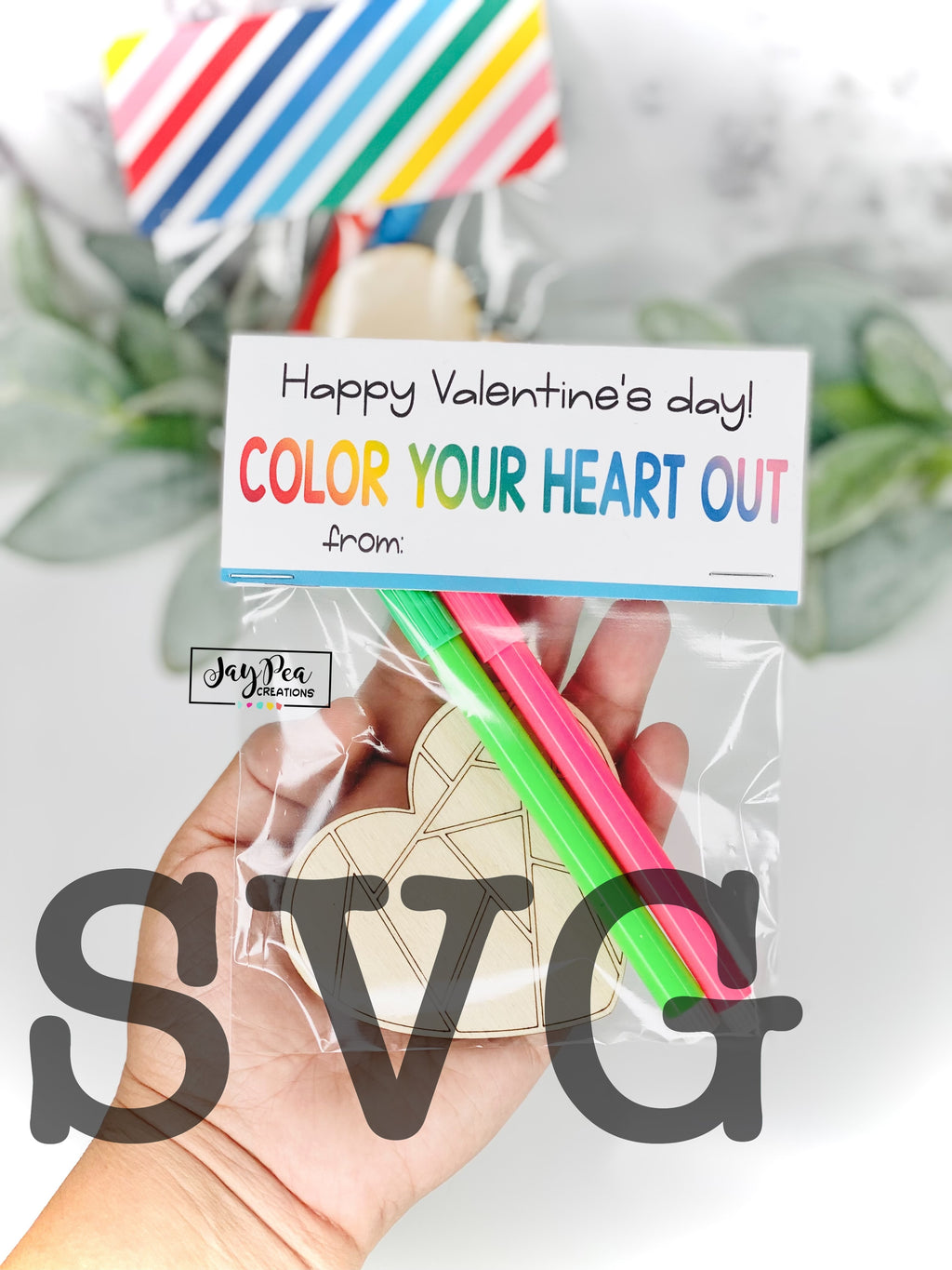 SVG color your heart out Valentines day cards